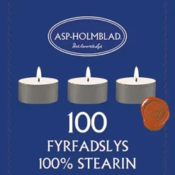 Fyrfadslys Brændetid 6 timer Ø38xH17mm Stearin Hvid - 6 pk x 100 stk/krt