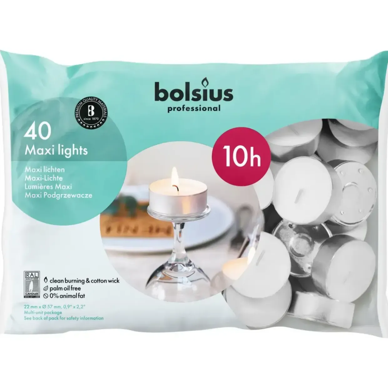 Fyrfadslys stor Brændetid 10 timer Hvid - 6 ps x 40 stk/krt