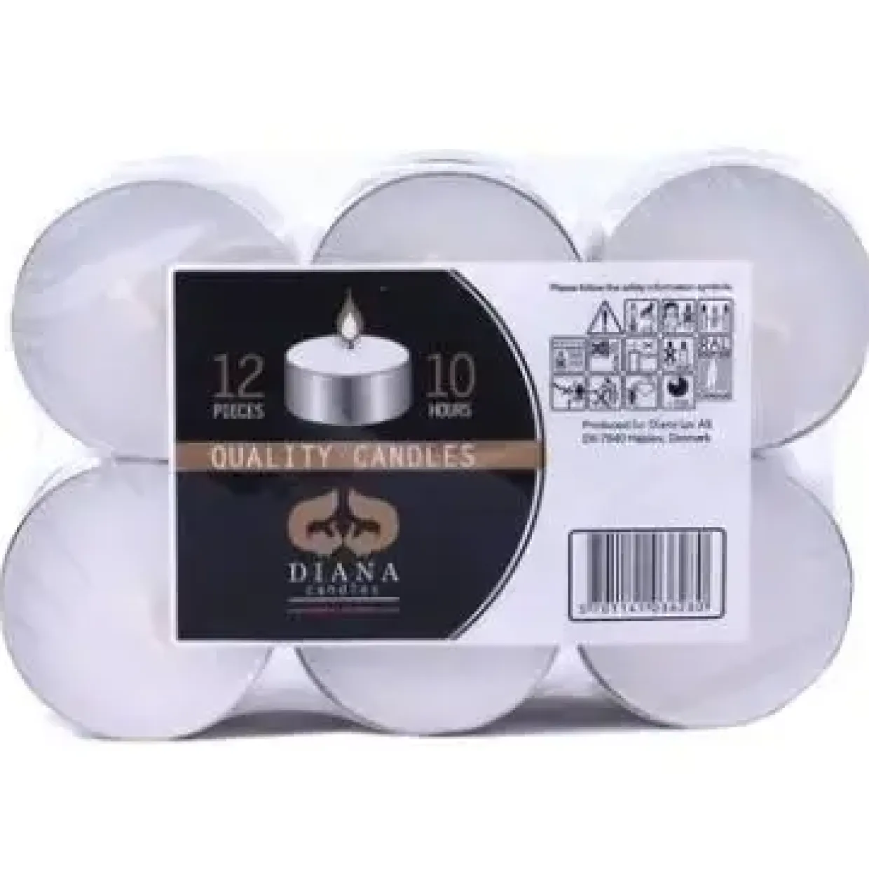 Fyrfadslys stor Brændetid 10 timer Hvid - 16 pk x 12 stk/krt