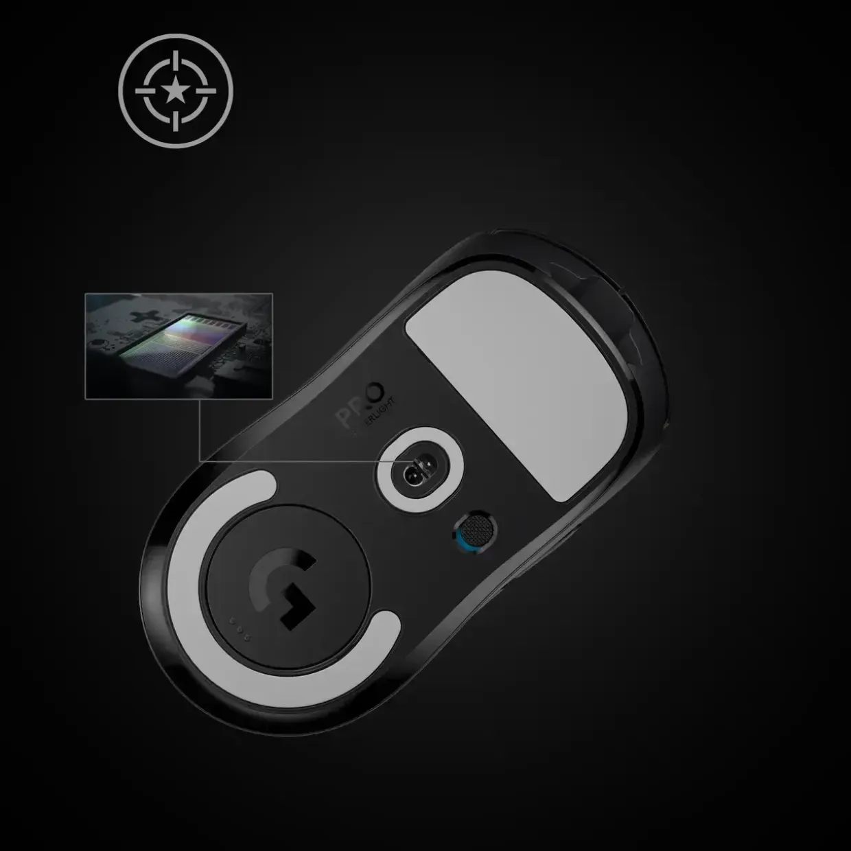 Gamermus - Logitech PRO X SUPERLIGHT Wireless - Sort - LIGHTSPEED - HERO-sensor