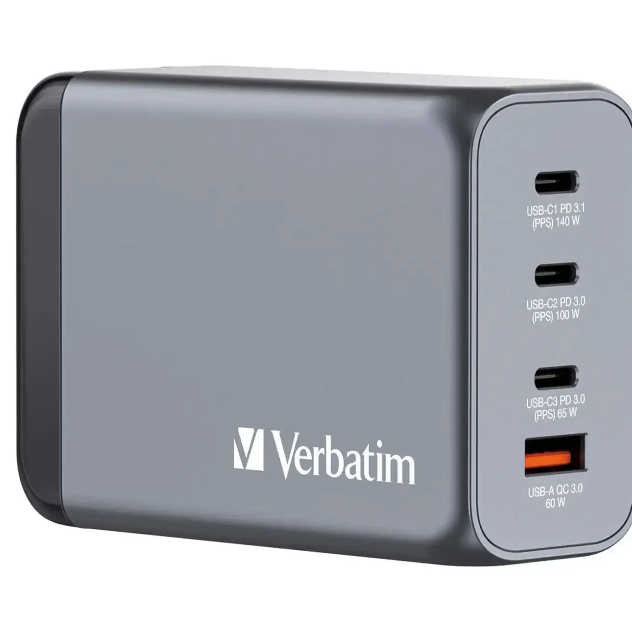 GaN-oplader – Verbatim GNC-240 – 4-port – 240W – USB-A/USB-C