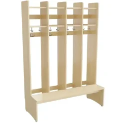 Garderobe børn Eira Light, gulvmodel 4 pladser, 250 mm rumbredde, naturfarvet krydsfinér