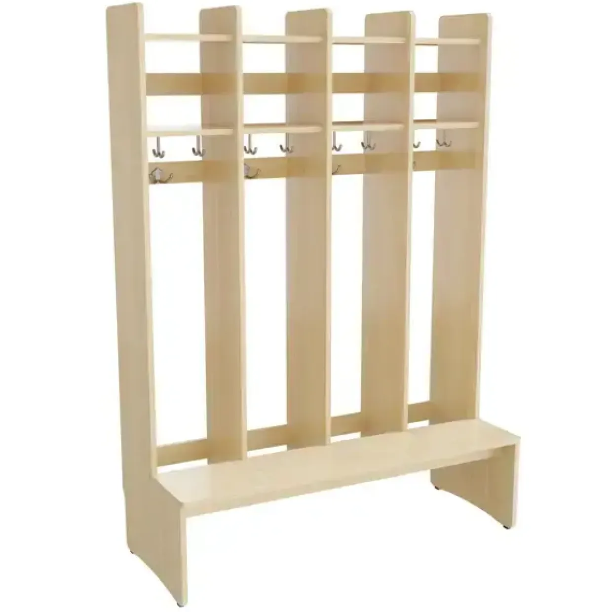 Garderobe børn Eira Light, gulvmodel 4 pladser, 250 mm rumbredde, naturfarvet krydsfinér
