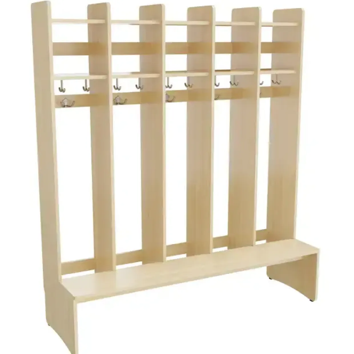 Garderobe børn Eira Light, gulvmodel 5 pladser, 280 mm rumbredde, naturfarvet krydsfinér
