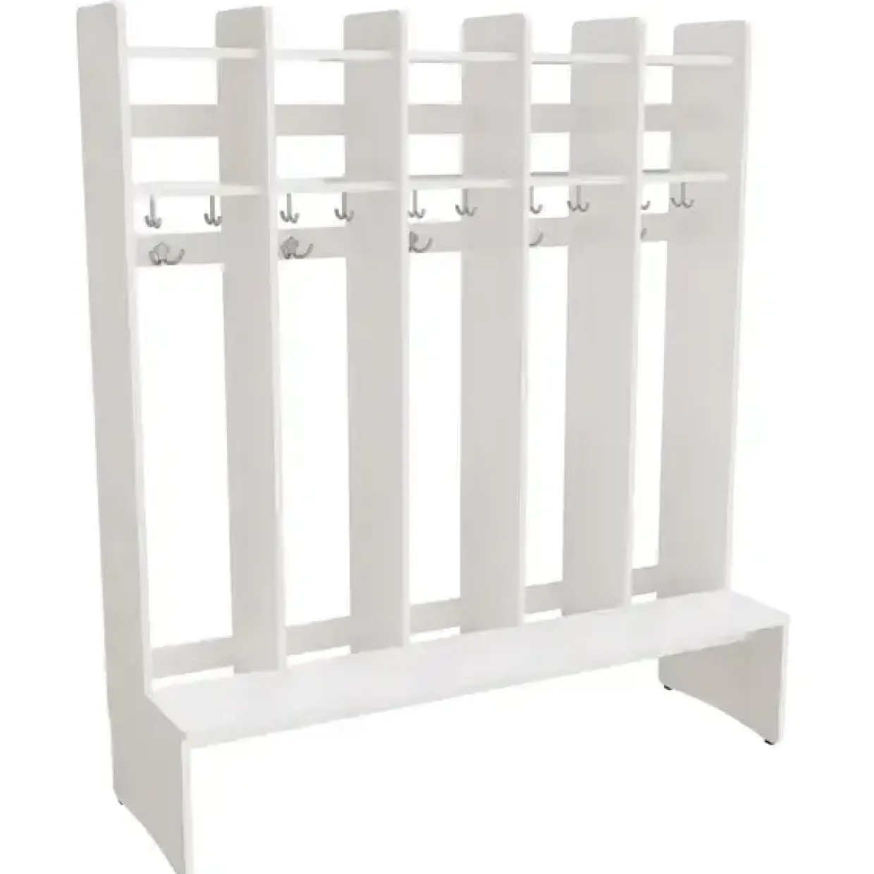Garderobe børn Eira Light, gulvmodel 5 pladser, 220 mm rumbredde, hvidpigmenteret krydsfinér