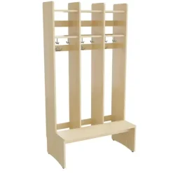 Garderobe børn Eira Light, gulvmodel 3 pladser, 220 mm rumbredde, naturfarvet krydsfinér