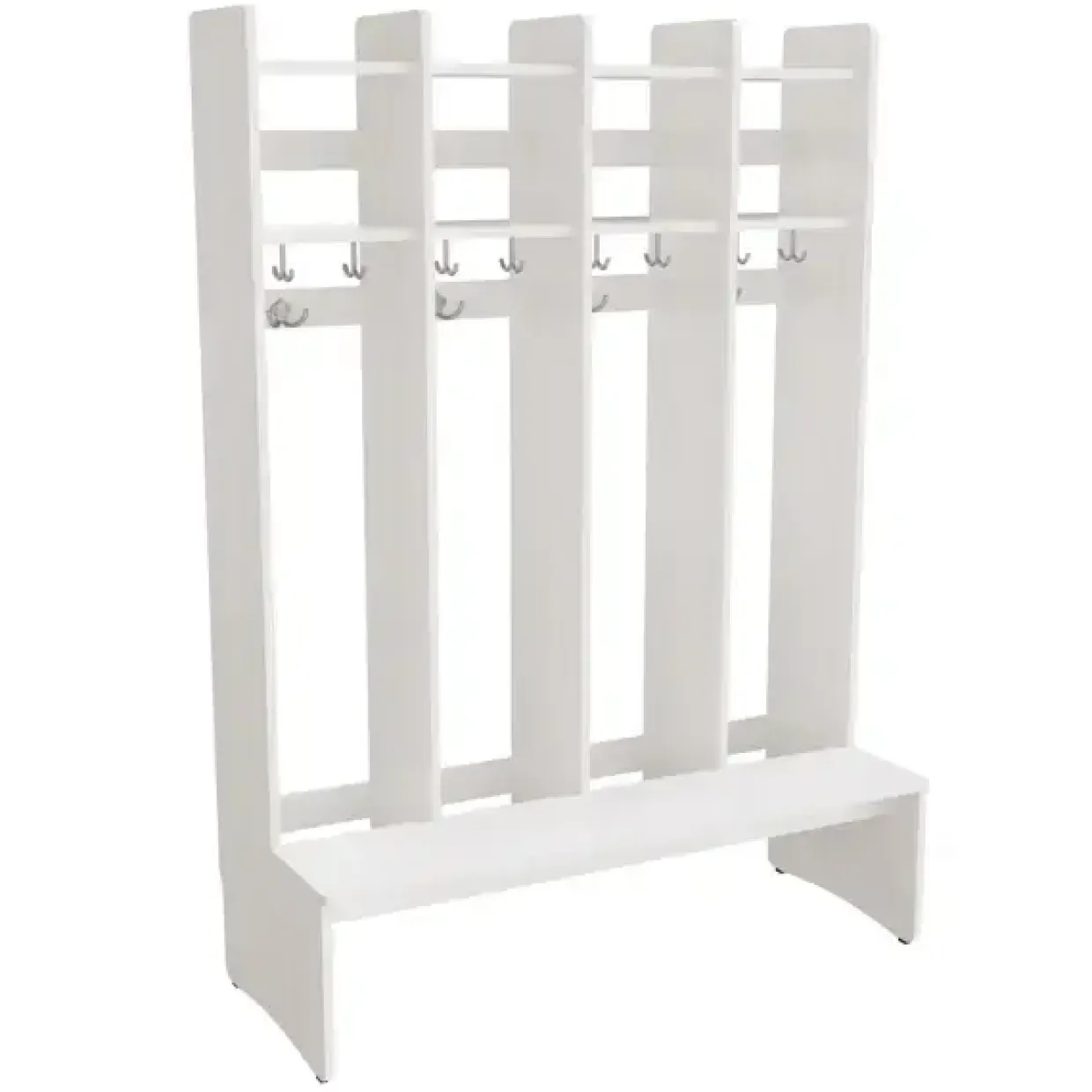 Garderobe børn Eira Light, gulvmodel 4 pladser, 220 mm rumbredde, hvidpigmenteret krydsfinér