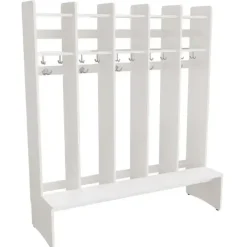 Garderobe børn Eira Light, gulvmodel 5 pladser, 250 mm rumbredde, hvidpigmenteret krydsfinér