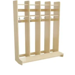 Garderobe børn Eira Light, vægmodel 4 pladser, naturfarvet krydsfinér, rumbredde 250 mm