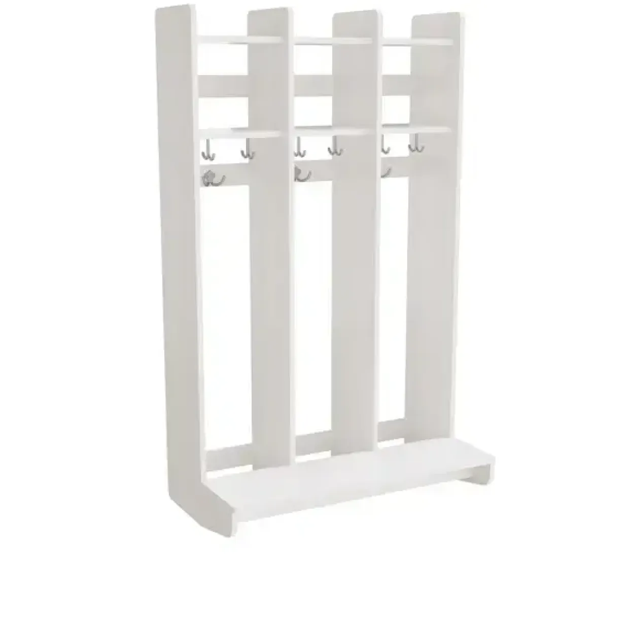 Garderobe børn Eira Light, vægmodel 3 pladser, hvidpigmenteret krydsfinér, rumbredde 250 mm