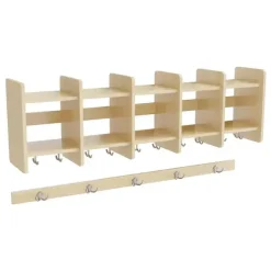 Garderobeindretning Eira Light, overhylde 5 pladser, 220 mm rumbredde, naturfarvet krydsfinér