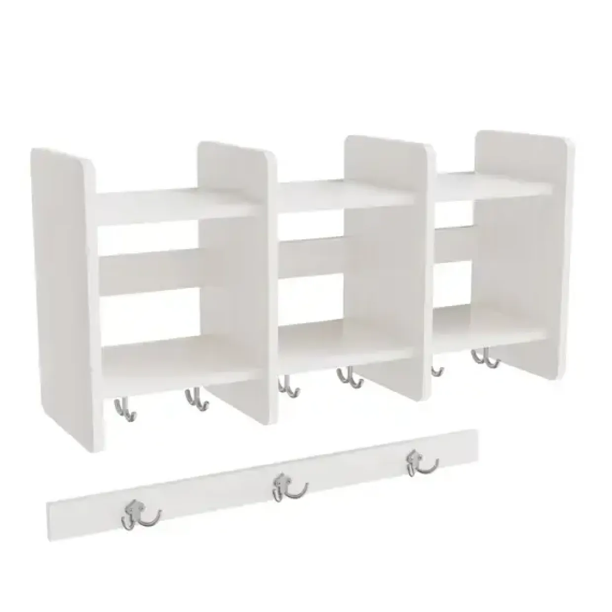 Garderobeindretning Eira Light, overhylde 3 pladser, 220 mm rumbredde, hvidpigmenteret krydsfinér