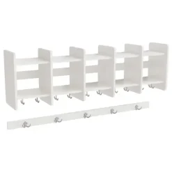 Garderobeindretning Eira Light, overhylde 5 pladser, 280 mm rumbredde, hvidpigmenteret krydsfinér