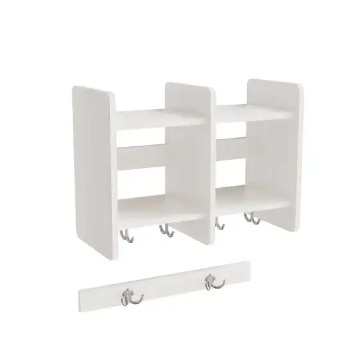 Garderobeindretning Eira Light, overhylde 2 pladser, 280 mm rumbredde, hvidpigmenteret krydsfinér