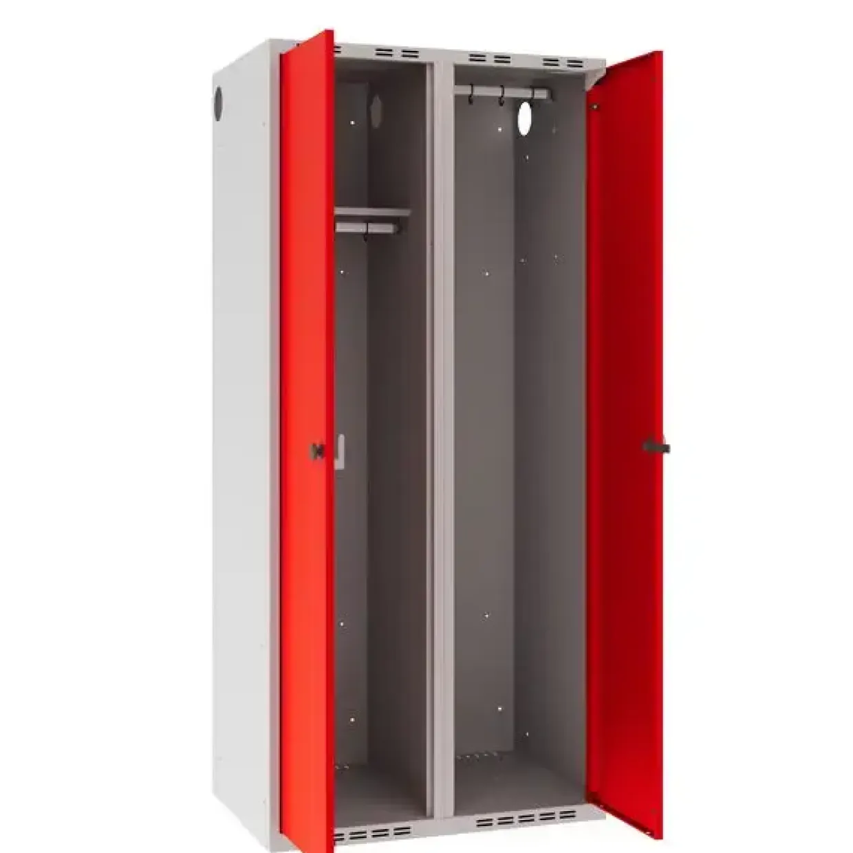 Garderobeskab POC, lige tag og rød døre - 800 x 550 x 1752 mm