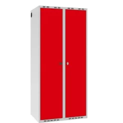 Garderobeskab POC, lige tag og rød døre - 800 x 550 x 1752 mm