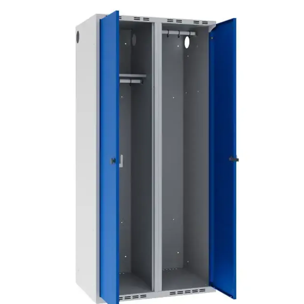 Garderobeskab POC, lige tag og blå døre - 800 x 550 x 1752 mm