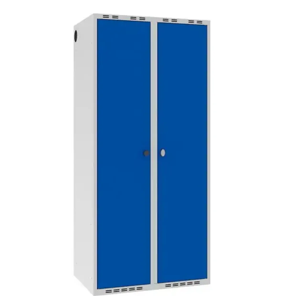 Garderobeskab POC, lige tag og blå døre - 800 x 550 x 1752 mm
