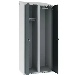 Garderobeskab POC, skråt tag og antracit døre - 800 x 550 x 1752 mm