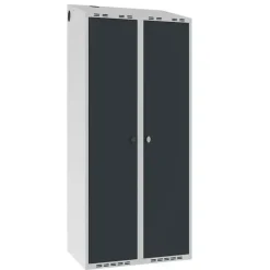 Garderobeskab POC, skråt tag og antracit døre - 800 x 550 x 1752 mm