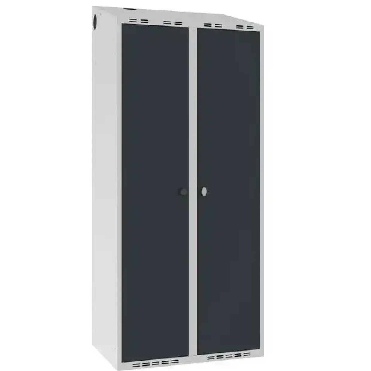 Garderobeskab POC, skråt tag og antracit døre - 800 x 550 x 1752 mm