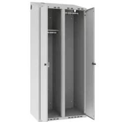 Garderobeskab POC, skråt tag og grå døre - 800 x 550 x 1752 mm
