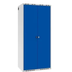 Garderobeskab POL, lige tag og blå døre - 800 x 550 x 1752 mm