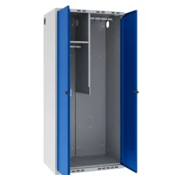 Garderobeskab POL, lige tag og blå døre - 800 x 550 x 1752 mm