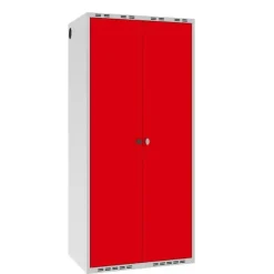 Garderobeskab POL, lige tag og rød døre - 800 x 550 x 1752 mm