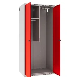 Garderobeskab POL, lige tag og rød døre - 800 x 550 x 1752 mm