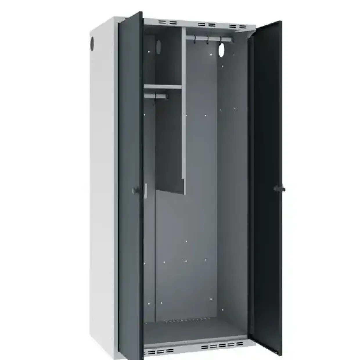 Garderobeskab POL, lige tag og antracit døre - 800 x 550 x 1752 mm