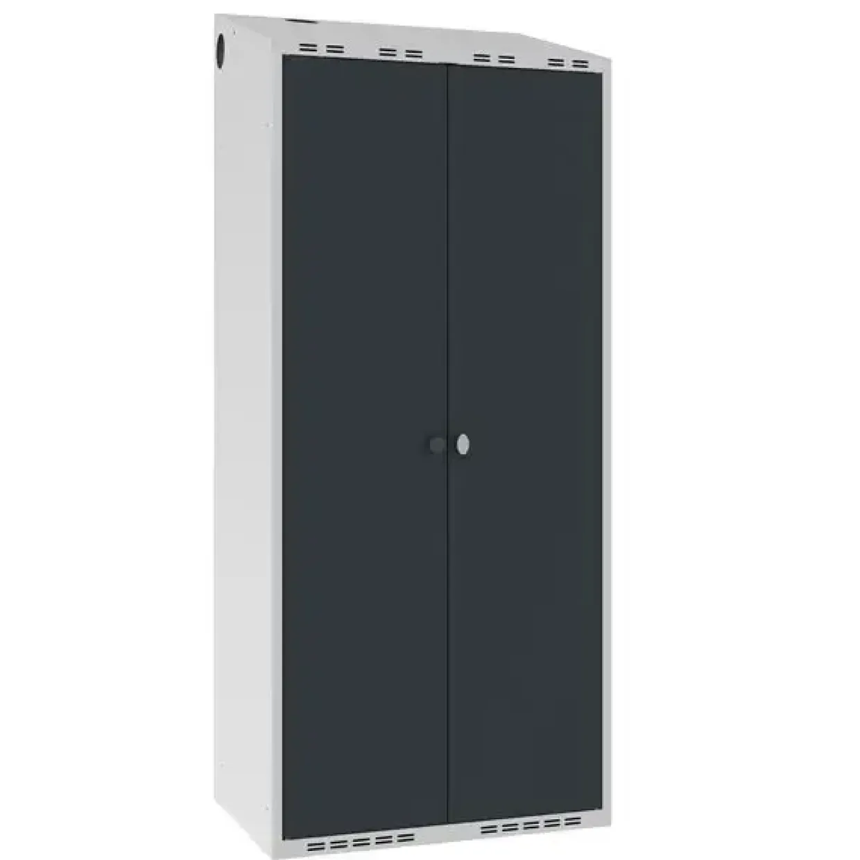 Garderobeskab POL, skråt tag og antracit døre - 800 x 550 x 1752 mm