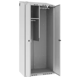 Garderobeskab POL, skråt tag og grå døre - 800 x 550 x 1752 mm