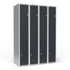 Garderobeskab 4x300 mm Lige tag 2-delt søjle Z-dør Antracit dør Greb for hængelås