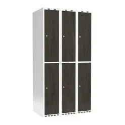 Garderobeskab 3x300 mm Lige tag 2-delt søjle Laminat dør Nocturne wood Cylinderlås