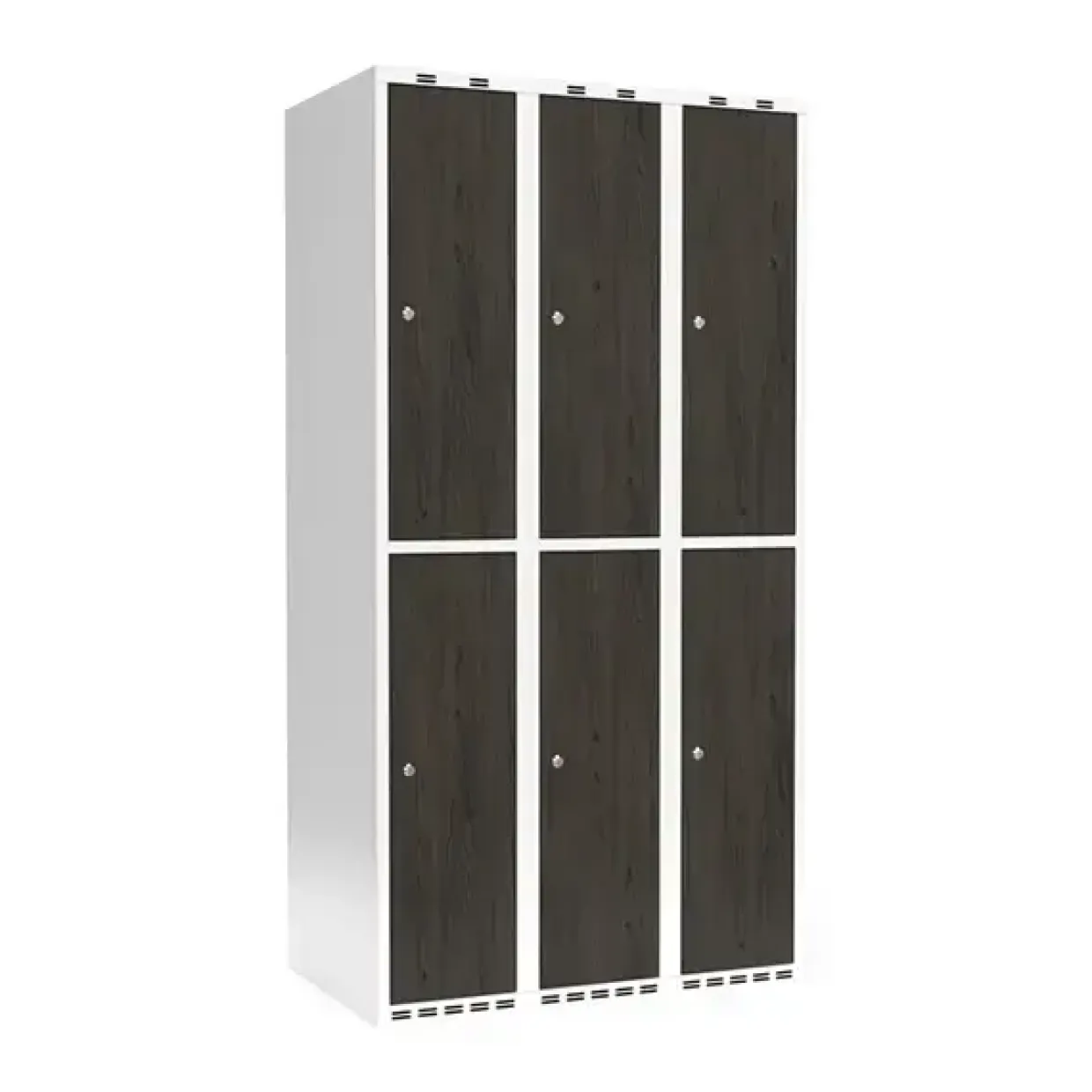 Garderobeskab 3x300 mm Lige tag 2-delt søjle Laminat dør Nocturne wood Cylinderlås