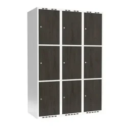 Garderobeskab 3x400 mm Lige tag 3-delt søjle Laminat dør Nocturne wood Cylinderlås