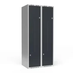 Garderobeskab 2x400 mm Lige tag 2-delt søjle Z-dør Antracit dør Greb for hængelås