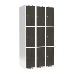 Garderobeskab 3x300 mm Lige tag 3-delt søjle Laminat dør Nocturne wood Cylinderlås