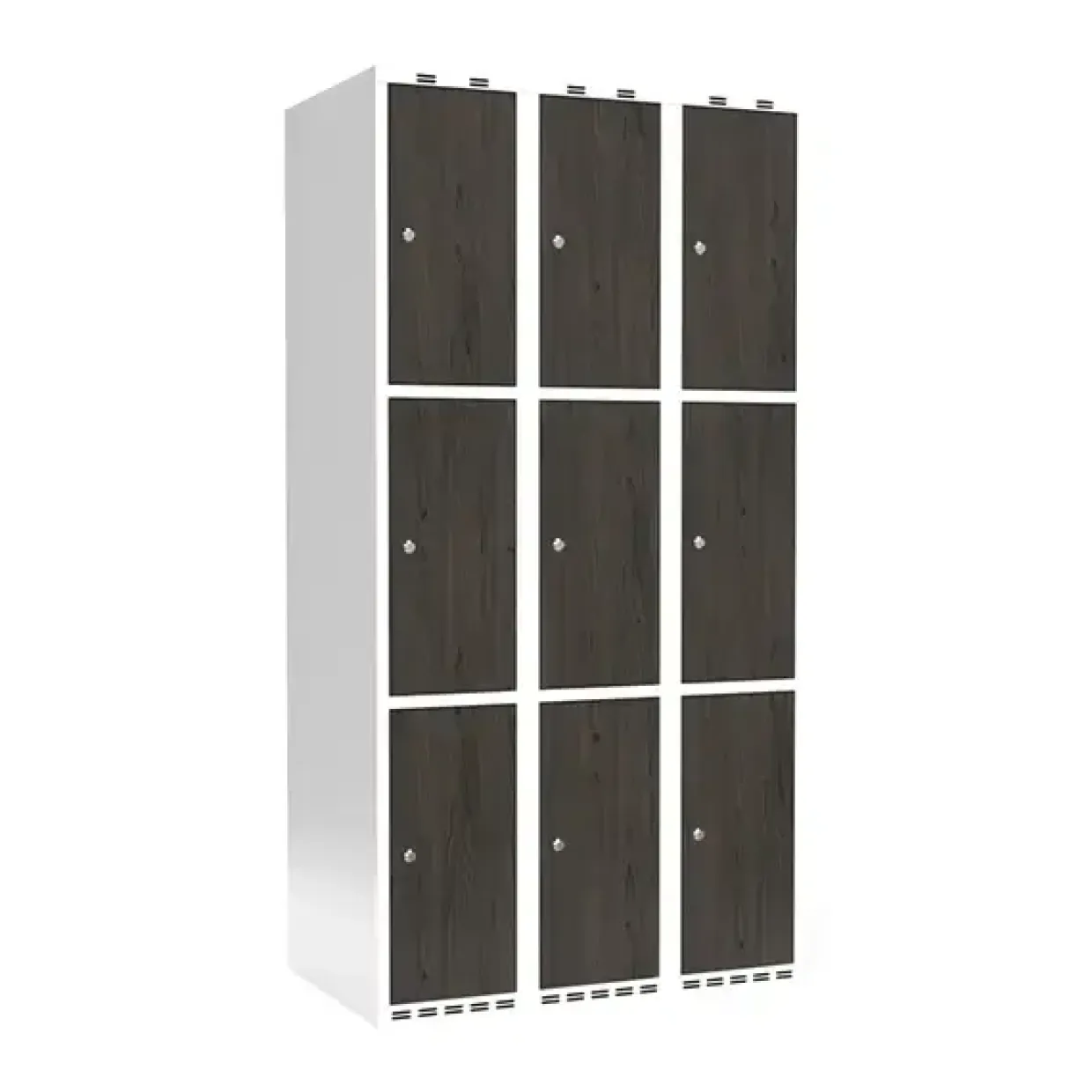 Garderobeskab 3x300 mm Lige tag 3-delt søjle Laminat dør Nocturne wood Cylinderlås