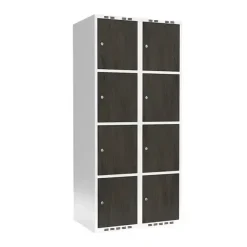 Garderobeskab 2x400 mm Lige tag 4-delt søjle Laminat dør Nocturne wood Cylinderlås