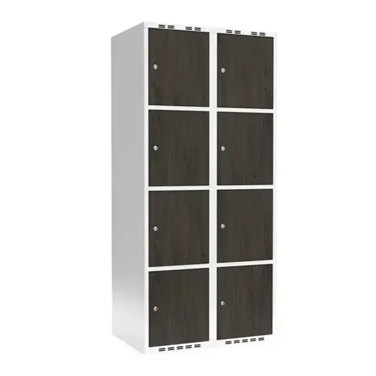 Garderobeskab 2x400 mm Lige tag 4-delt søjle Laminat dør Nocturne wood Cylinderlås