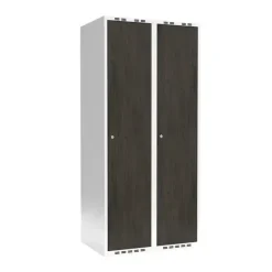 Garderobeskab 2x400 mm Lige tag Hel søjle Laminat dør Nocturne wood Cylinderlås