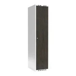 Garderobeskab 1x400 mm Lige tag Hel søjle Laminat dør Nocturne wood Cylinderlås