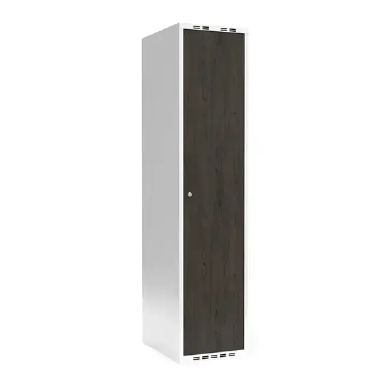 Garderobeskab 1x400 mm Lige tag Hel søjle Laminat dør Nocturne wood Cylinderlås