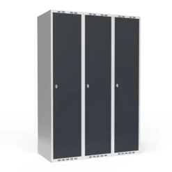 Garderobeskab 4x300 mm Lige tag 2 rum i højden Blå dør Cylinderlås