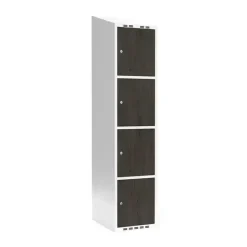 Garderobeskab 1x400 mm Skråt tag 4-delt søjle Laminat dør Nocturne wood Cylinderlås