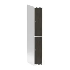 Garderobeskab 1x300 mm Skråt tag 2-delt søjle Laminat dør Nocturne wood Cylinderlås