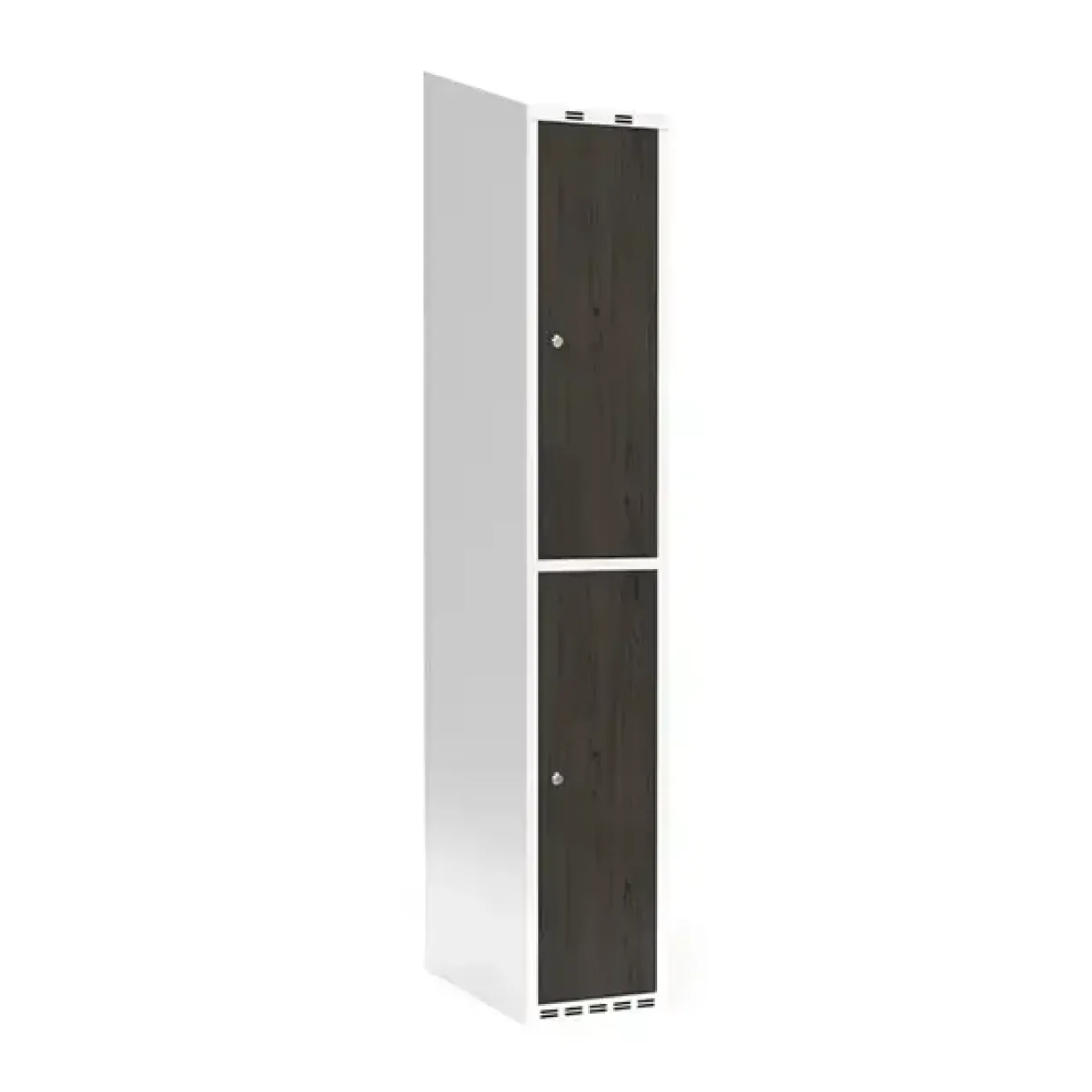 Garderobeskab 1x300 mm Skråt tag 2-delt søjle Laminat dør Nocturne wood Cylinderlås