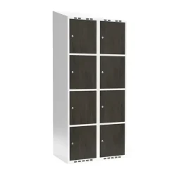 Garderobeskab 2x400 mm Skråt tag 4-delt søjle Laminat dør Nocturne wood Cylinderlås
